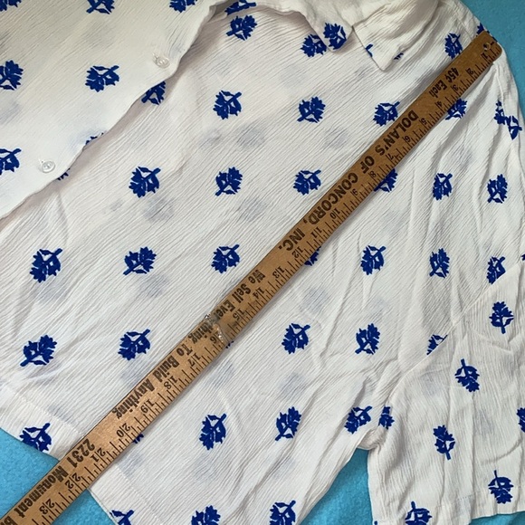 H&M gauzy floral print button up short sleeve boxy cut oversized NEW size XXL - Picture 12 of 13